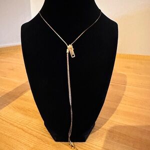 Elegant Gold Toned Lariat Necklace